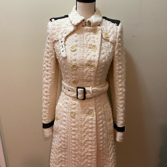 Burberry prorsum runway knit effect white ivory trench coat - Picture 3 of 16